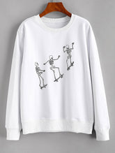 ZAFUL Sweat-shirt imprimé squelette d'Halloween pour femme